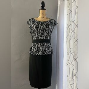AA Studio Womens Sheath Peplum Black Dress Size 16